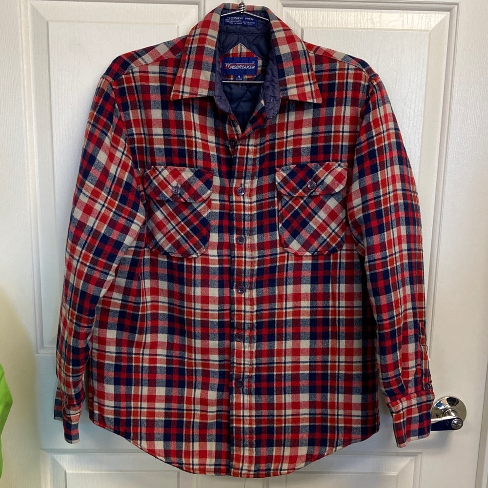Windbreaker Vintage Shirt Plaid Size M 15-15.5 EUC lined and quilted